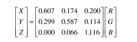 CIEXYZ颜色空间转换RGB颜色空间