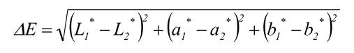 CIELAB色差值计算公式