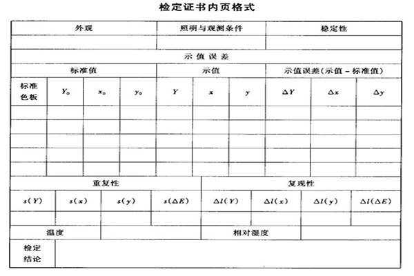 色差仪检定证书的要求